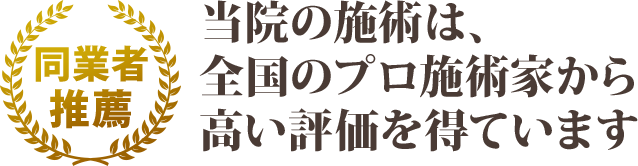 当院の施術は全国のプロ施術家から高い評価を得ています